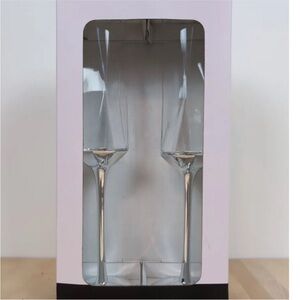 NEW Rachel Zoe Silver Geometric Champagne Flutes